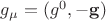 $g_\mu=(g^0,-\mathbf{g})$