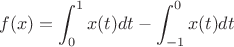 $$f(x)=\int_0^1 x(t)dt - \int_{-1}^0 x(t)dt$$