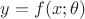 $y = f(x;\theta)$