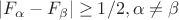 $\left| F_\alpha  - F_\beta \right|\geq 1/2, \alpha \neq \beta $