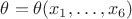 \theta=\theta(x_1,\dots,x_6)