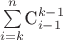 $\sum\limits_{i=k}^{n}$C_{i-1}^{k-1}$