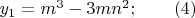 $y_1=m^3-3mn^2; \qquad (4)$