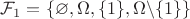 $\mathcal{F}_1=\{\varnothing, \Omega, \{1\}, \Omega\backslash\{1\}\}$