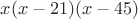 $x(x - 21)(x - 45)$
