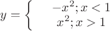 $y=\left\{
\begin{array}{rcl}
 &-x^2; x<1& \\
 &x^2; x>1& \\
\end{array}
\right.$