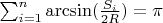 \sum_{i=1}^{n}{\arcsin(\frac {S_i} {2R})}=\pi