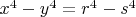 $x^4-y^4=r^4-s^4$