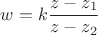 $w=k\dfrac{z-z_1}{z-z_2}$