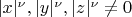 $ |x|^\nu, |y|^\nu,  |z|^\nu \ne 0 $