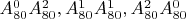 $A_{80}^0A_{80}^2,A_{80}^1A_{80}^1,A_{80}^2A_{80}^0$