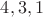 $4,3,1$