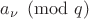 $a_\nu\pmod q$