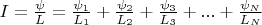 $I = \frac{\psi}{L} = \frac{\psi_1}{L_1} + \frac{\psi_2}{L_2} + \frac{\psi_3}{L_3} + ... + \frac{\psi_N}{L_N}$
