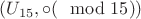 $(U_{15}, \circ (\mod 15))$