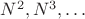 $N^2, N^3, \dots$