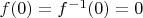 $f(0) = f^{-1}(0)=0$