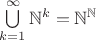 $\bigcup\limits_{k=1}^{\infty}\mathbb N^k=\mathbb N^{\mathbb N}$