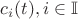 $c_i(t), i \in \mathbb{I}$