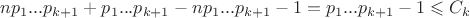 $np_1...p_{k+1}+p_1...p_{k+1} - np_1...p_{k+1}-1 = p_1...p_{k+1}-1 \leqslant C_k$