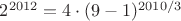 $2^{2012}=4\cdot (9-1)^{2010/3}$