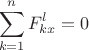 $$ \sum_{k = 1}^{n} F^l_{kx} = 0 $$ $$ \sum_{k = 1}^{n} F^l_{kx} = 0 $$