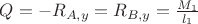 $Q=-R_{A,y}=R_{B,y}=\frac{M_1}{l_1}$