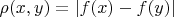 \rho(x,y)=|f(x)-f(y)|