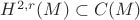 $H^{2,r}(M) \subset C(M)$