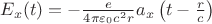 $E_x(t)=-\frac{e}{4\pi \varepsilon_0 c^2 r}a_x\left(t-\frac{r}{c}\right)$