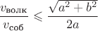 $$\dfrac{v_{\text{волк}}}{v_{\text{соб}}} \leqslant \dfrac{\sqrt{a^2 + b^2}}{2a}$$