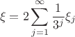 $$\xi = 2\sum_{j=1}^\infty \frac 1 {3^j}\xi_j$$