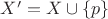 $X'=X\cup\{p\}$