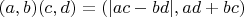 $(a,b)(c,d)=(|ac-bd|,ad+bc)$