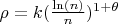 $ \rho = k (\frac{\ln(n)}{n})^{1+\theta} $