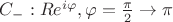 $C_-:Re^{i\varphi },\varphi =\frac {\pi }2\to \pi $