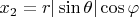 $x_2=r|\sin\theta|\cos\varphi$