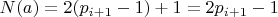 $N(a)=2(p_{i+1}-1)+1=2p_{i+1}-1$