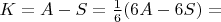 $K=A-S=\frac{1}{6}(6A-6S)=$