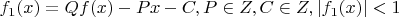 $f_1(x)=Qf(x)-Px-C,P\in Z, C\in Z, |f_1(x)|<1$