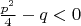 $\frac {p^2}{4} - q < 0$