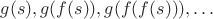 $g(s), g(f(s)), g(f(f(s))), \ldots$
