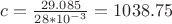 $c=\frac{29.085}{28*10^{-3}}=1038.75$