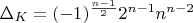 $\Delta_K=(-1)^\frac{n-1}{2} 2^{n-1} n^{n-2}$