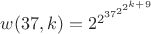 $w(37, k)=2^{2^{{37}^{2^{2^{{k+9}}}}}}$