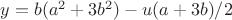 $y=b(a^2+3b^2)-u(a+3b)/2$