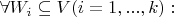 $\forall W_i \subseteq V (i = 1,...,k):$