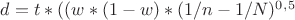 $d=t*((w*(1-w)*(1/n-1/N)^0^,^5$