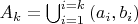 $A_k=\bigcup_{i=1}^{i=k}{(a_i, b_i)}$