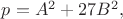 $p=A^{2}+27B^{2},$